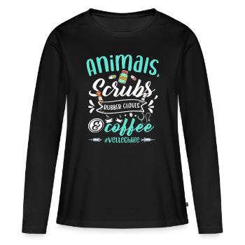 Veterinary Technician Animals Scrubs And Coffee Ve - Women's Premium Organic Long Sleeve Shirt - black - Front - Julia (174cm)