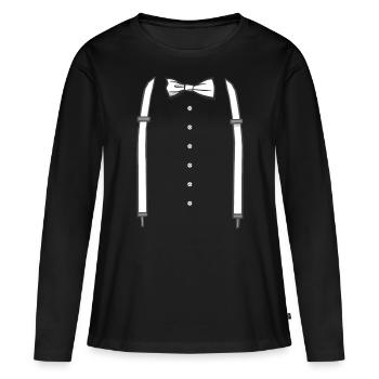 Fake Anzug Aufdruck JGA Männer Karveval Kostüm - Frauen Premium Bio Langarmshirt - Schwarz - Vorne - Julia (174cm)