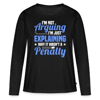 Je ne discute pas, je ne fais qu’expliquer pourquoi - T-shirt manches longues Premium bio Femme - noir - Devant - Julia (174cm)