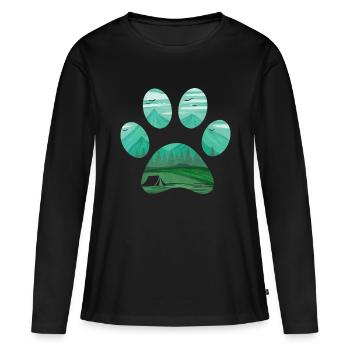 Camping Tent In A Dog Paw On Camping - Frauen Premium Bio Langarmshirt - Schwarz - Vorne - Julia (174cm)