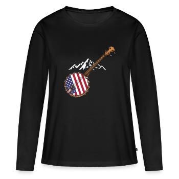 Chemises Banjo Pour Hommes Bluegrass Appalachia Folk - T-shirt manches longues Premium bio Femme - noir - Devant - Julia (174cm)