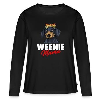 Dachshund Geschenk Dixie Wiener Doxie Dackel - Frauen Premium Bio Langarmshirt - Schwarz - Vorne - Julia (174cm)