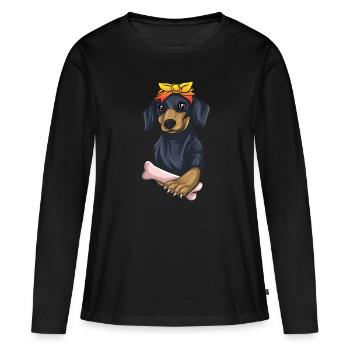 Dachshund Geschenk Dixie Wiener Doxie Dackel - Frauen Premium Bio Langarmshirt - Schwarz - Vorne - Julia (174cm)