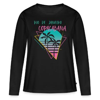 Copacabana Palm Rio-Holiday-Beach-Ocean-Surfing - Women's Premium Organic Long Sleeve Shirt - black - Front - Julia (174cm)