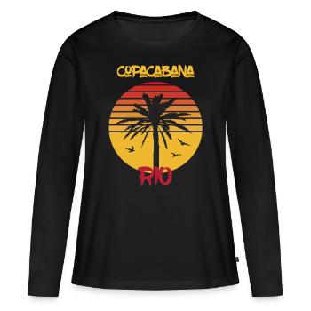 Rio Surfing Copacabana Palme Ferien Strand Ozean - Frauen Premium Bio Langarmshirt - Schwarz - Vorne - Julia (174cm)