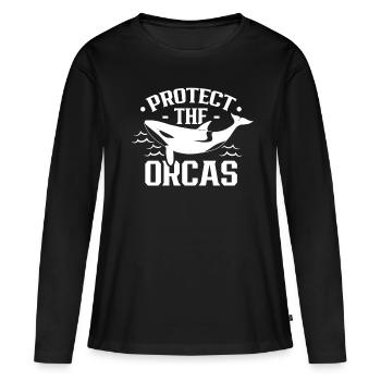 Protéger les orques Baleine Mer Orques Protéger - T-shirt manches longues Premium bio Femme - noir - Devant - Julia (174cm)