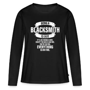 Funny Blacksmith Apparel Blacksmithing Forging Fun - Women's Premium Organic Long Sleeve Shirt - black - Front - Julia (174cm)