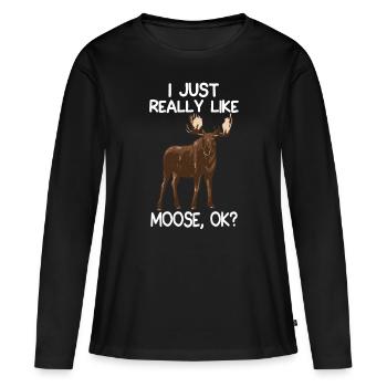 Ich mag einfach Elch lustig Elch Liebhaber Zitat - Frauen Premium Bio Langarmshirt - Schwarz - Vorne - Julia (174cm)