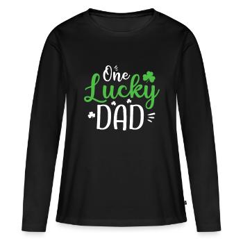 Une idée de papa chanceux, St Patricks Day Funny Daddy Gi - T-shirt manches longues Premium bio Femme - noir - Devant - Julia (174cm)