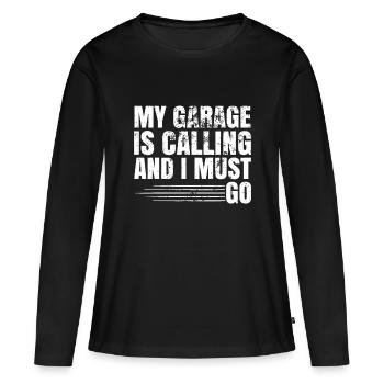 Mon garage m’appelle et je dois partir.chef mécanicien - T-shirt manches longues Premium bio Femme - noir - Devant - Julia (174cm)