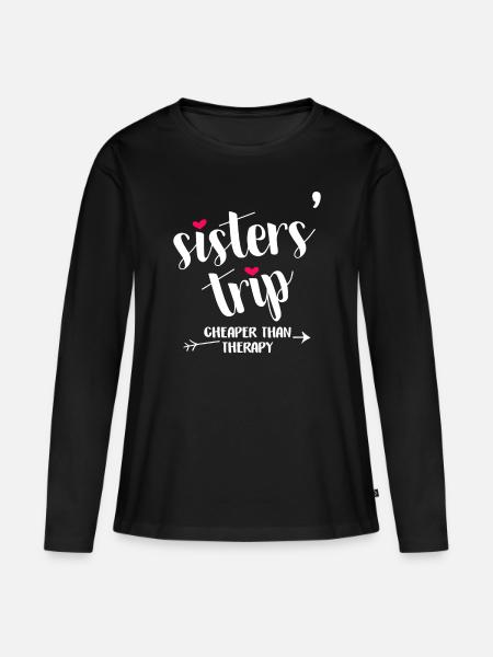 Sisters Trip Goedkoper Dan Therapie Meisjes Vacationc - Vrouwen Premium Bio shirt met lange mouwen - zwart