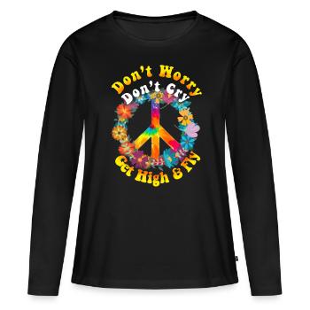 Hippie - T-shirt manches longues Premium bio Femme - noir - Devant - Julia (174cm)