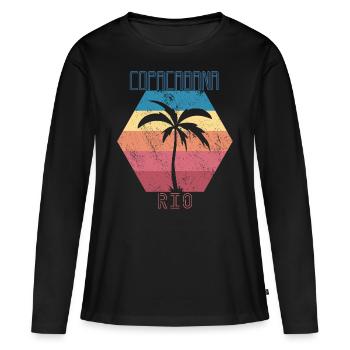 Copacabana Palm Rio de Janeiro Holiday Sea Beach - Women's Premium Organic Long Sleeve Shirt - black - Front - Julia (174cm)