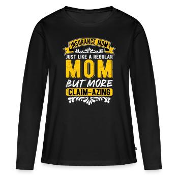 Assurance commis aux assurances - T-shirt manches longues Premium bio Femme - noir - Devant - Julia (174cm)