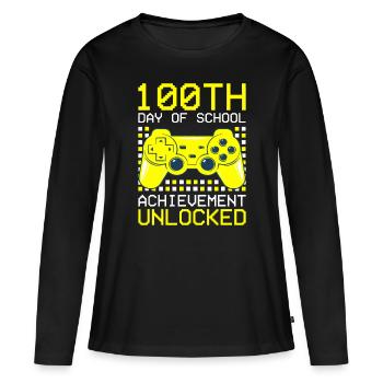 Joyeux 100e jour de réussite scolaire débloqué pour - T-shirt manches longues Premium bio Femme - noir - Devant - Julia (174cm)