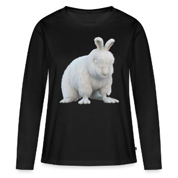 Lapin Angora moelleux - T-shirt manches longues Premium bio Femme - noir - Devant - Julia (174cm)