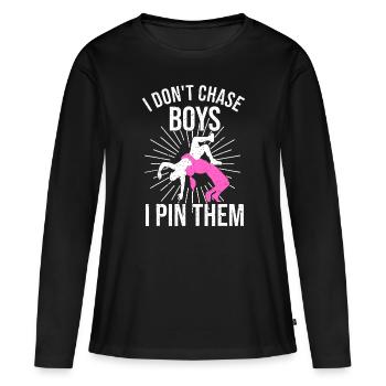 Wrestling Boy Definition Lustige Sportarten - Frauen Premium Bio Langarmshirt - Schwarz - Vorne - Julia (174cm)