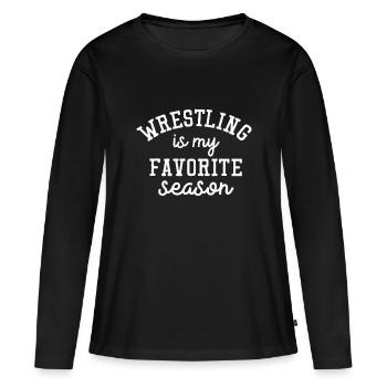 Wrestling Mom - Wrestler Mom Outfit Mom Wrestlingm - Frauen Premium Bio Langarmshirt - Schwarz - Vorne - Julia (174cm)