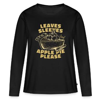 Manchons de feuilles de tarte aux pommes et pâtisseries de pommier - T-shirt manches longues Premium bio Femme - noir - Devant - Julia (174cm)