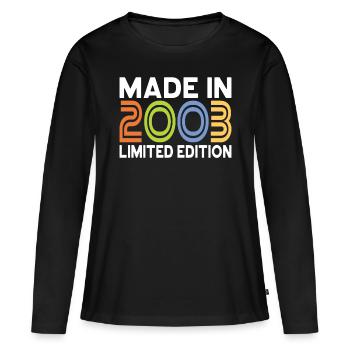20e anniversaire Né en 2003 Fabriqué en 2003 - T-shirt manches longues Premium bio Femme - noir - Devant - Julia (174cm)