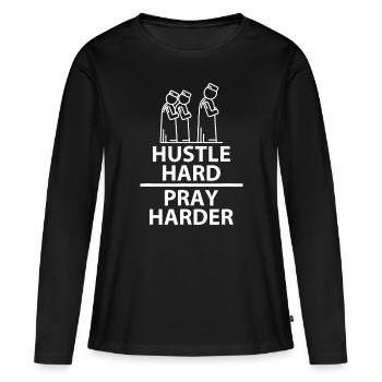 Hustle Hard Pray Islamic Muslim Praying Rel - T-shirt manches longues Premium bio Femme - noir - Devant - Julia (174cm)