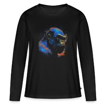 Colored Gorilla Head - Women's Premium Organic Long Sleeve Shirt - black - Front - Julia (174cm)