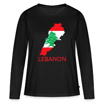 Libanon Flagge Zeder Beirut Libanesisch Arabisch Ara - Frauen Premium Bio Langarmshirt - Schwarz - Vorne - Julia (174cm)