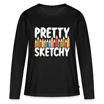 Pretty Sketchy pour artiste peintre - T-shirt manches longues Premium bio Femme - noir - Devant - Julia (174cm)