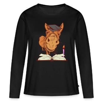 Études d’apprentissage nocturne d’un étudiant mule d’âne - T-shirt manches longues Premium bio Femme - noir - Devant - Julia (174cm)