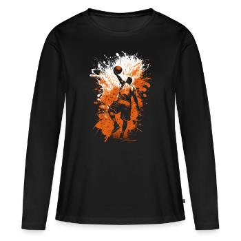 Basketballspieler - Frauen Premium Bio Langarmshirt - Schwarz - Vorne - Julia (174cm)