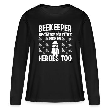 Apiculteur Apiculteur La nature a besoin de héros Apiculture - T-shirt manches longues Premium bio Femme - noir - Devant - Julia (174cm)