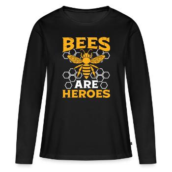 Apiculteur Les abeilles sont des héros Abeilles mellifères Apiculture - T-shirt manches longues Premium bio Femme - noir - Devant - Julia (174cm)