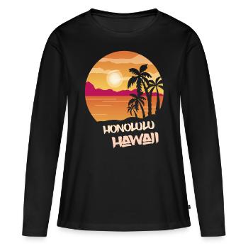 Hawaii Honolulu Holiday Palm Ocean Surfing - T-shirt manches longues Premium bio Femme - noir - Devant - Julia (174cm)