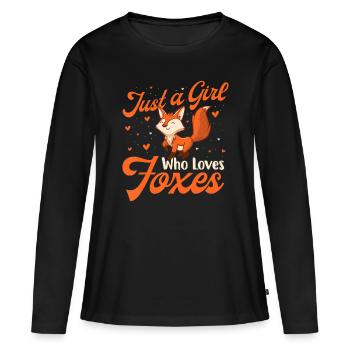 Juste une fille qui aime les renards - Fox Lover Zookeeper - T-shirt manches longues Premium bio Femme - noir - Devant - Julia (174cm)