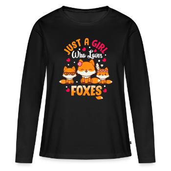 Nur ein Mädchen, das Füchse liebt Kinder Mädchen Süßer Fuchs Gi - Frauen Premium Bio Langarmshirt - Schwarz - Vorne - Julia (174cm)
