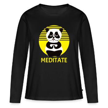 Panda Bear Méditation Méditation Méditation Spiritualité - T-shirt manches longues Premium bio Femme - noir - Devant - Julia (174cm)