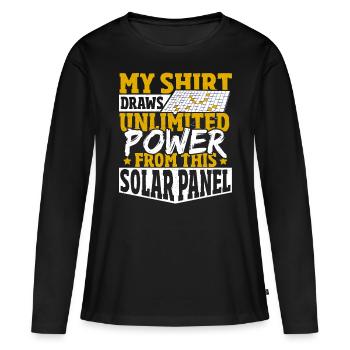 Ma chemise tire une puissance illimitée de ce solaire - T-shirt manches longues Premium bio Femme - noir - Devant - Julia (174cm)