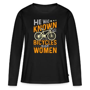 Vélo Il était connu pour son vélo de montagne - T-shirt manches longues Premium bio Femme - noir - Devant - Julia (174cm)