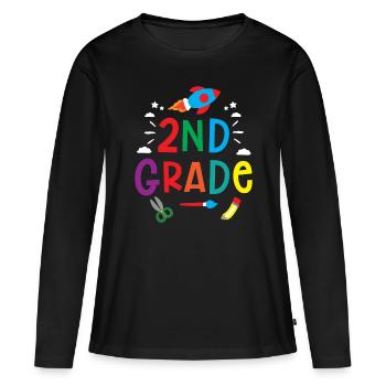 École secondaire Élèves de deuxième année Enseignants - T-shirt manches longues Premium bio Femme - noir - Devant - Julia (174cm)