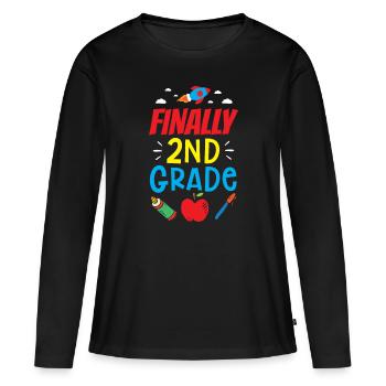Enfin Professeur de deuxième classe - T-shirt manches longues Premium bio Femme - noir - Devant - Julia (174cm)
