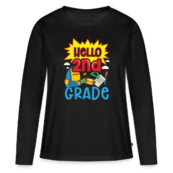 Allô 2ème classe Deuxième classe Deuxième année - T-shirt manches longues Premium bio Femme - noir - Devant - Julia (174cm)