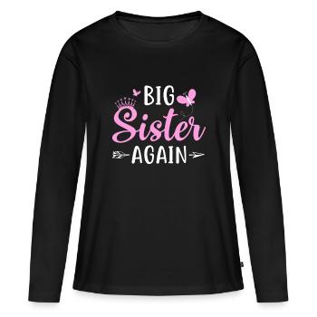 Grande sœur à nouveau frère et sœur fille aînée Arrow & Bu - T-shirt manches longues Premium bio Femme - noir - Devant - Julia (174cm)