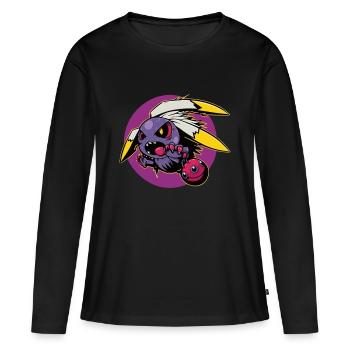 Monster Crash - Cooles lila Monster - Frauen Premium Bio Langarmshirt - Schwarz - Vorne - Julia (174cm)