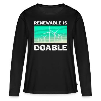 Énergie renouvelable Énergie renouvelable Grand fan - T-shirt manches longues Premium bio Femme - noir - Devant - Julia (174cm)