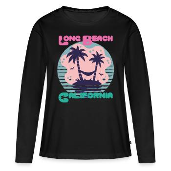 Lunettes de soleil California Long Beach Palm Beach O - T-shirt manches longues Premium bio Femme - noir - Devant - Julia (174cm)