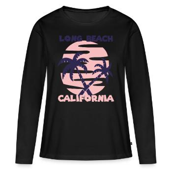 Vacances en famille Californie Long Beach Palm Beach - T-shirt manches longues Premium bio Femme - noir - Devant - Julia (174cm)