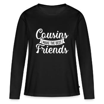 Les cousins se font les meilleurs amis - T-shirt manches longues Premium bio Femme - noir - Devant - Julia (174cm)