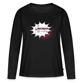 Weiblicher Bizeps - Frauen Premium Bio Langarmshirt - Schwarz - Vorne - Julia (174cm)