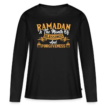 Ramadan Ramadan Mubarak Slamish Eid Mubarak - T-shirt manches longues Premium bio Femme - noir - Devant - Julia (174cm)