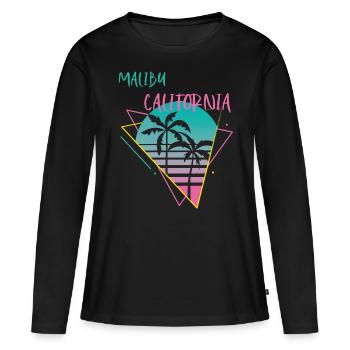 Californie Malibu Palm Ocean Surf - T-shirt manches longues Premium bio Femme - noir - Devant - Julia (174cm)